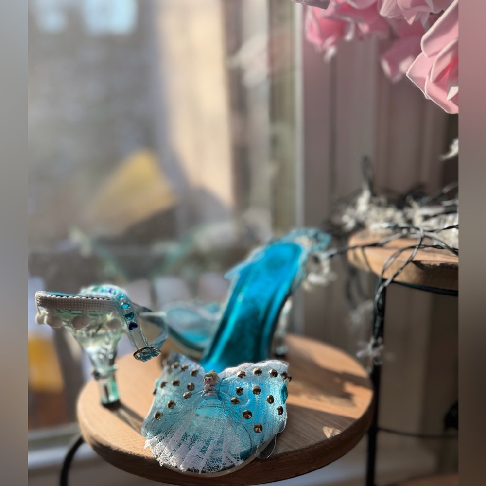 Customized Princess Themed Slingback Statement Heel Sandal, OOAK, Sz9/40